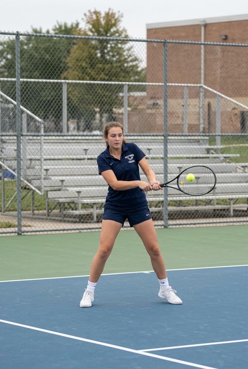 High school tennis player hitting a backhand during a match — Sacramento sports photographer